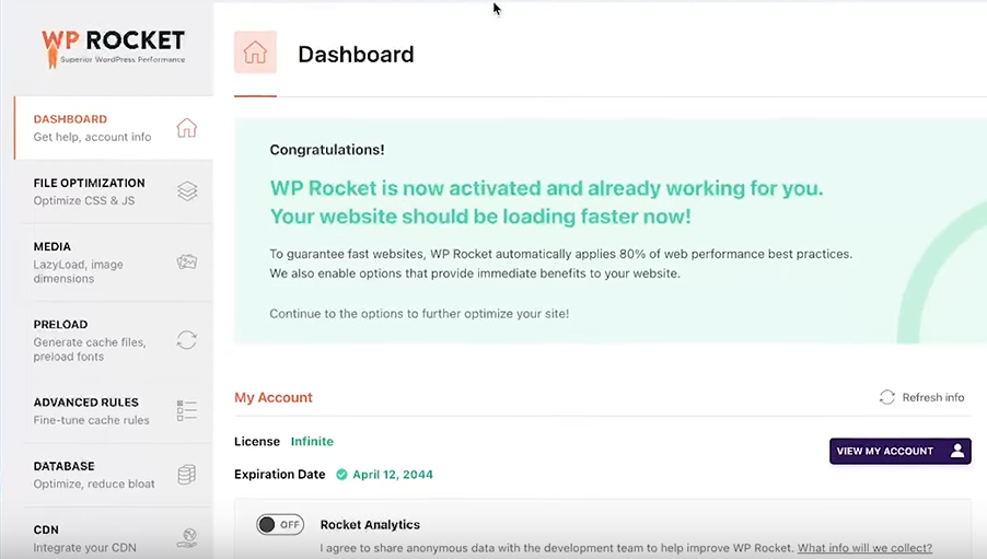 wp rocket installation